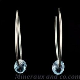 Boucles créoles argent 925 et topaze facettée