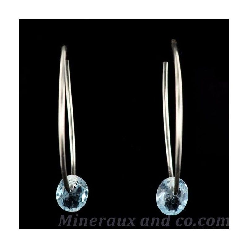 Boucles créoles argent 925 et topaze facettée