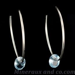 Boucles créoles argent 925 et topaze facettée