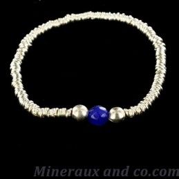 Bracelet argent anneaux et perle d'améthyste.