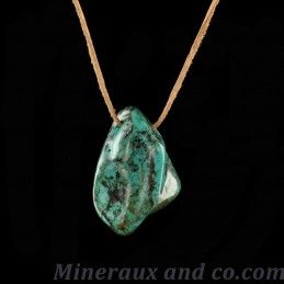 Pendentif turquoise du Tibet en pierre et cordon