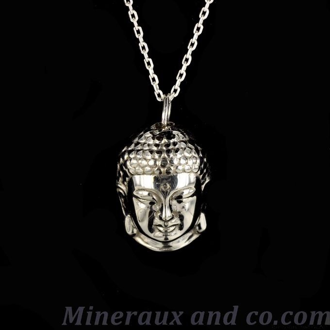 Pendentif Bouddha En Argent 925 - Petit Modèle, Diamètre 16 Mm - Avec Cordon Noir Et Paquet Cadeau