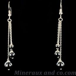 Boucles d'oreilles chaîne et perle en hématite.