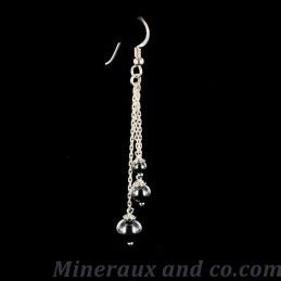 Boucles d'oreilles chaîne et perle en hématite.