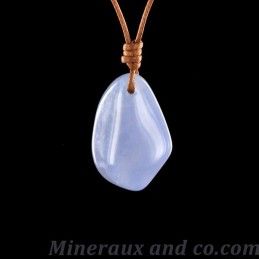 Pendentif calcédoine bleue percée