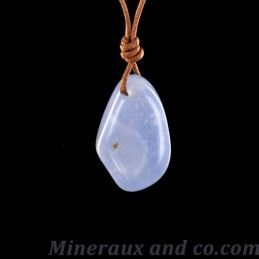 Pendentif calcédoine bleue percée