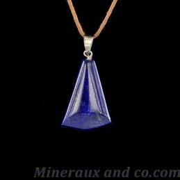 Pendentif Lapis-lazuli en pierre roulée sur cordon coton