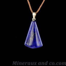 Pendentif Lapis-lazuli en pierre roulée sur cordon coton