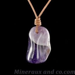 Pendentif améthyste à bande de quartz