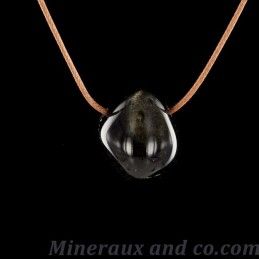 Pendentif obsidienne dorée