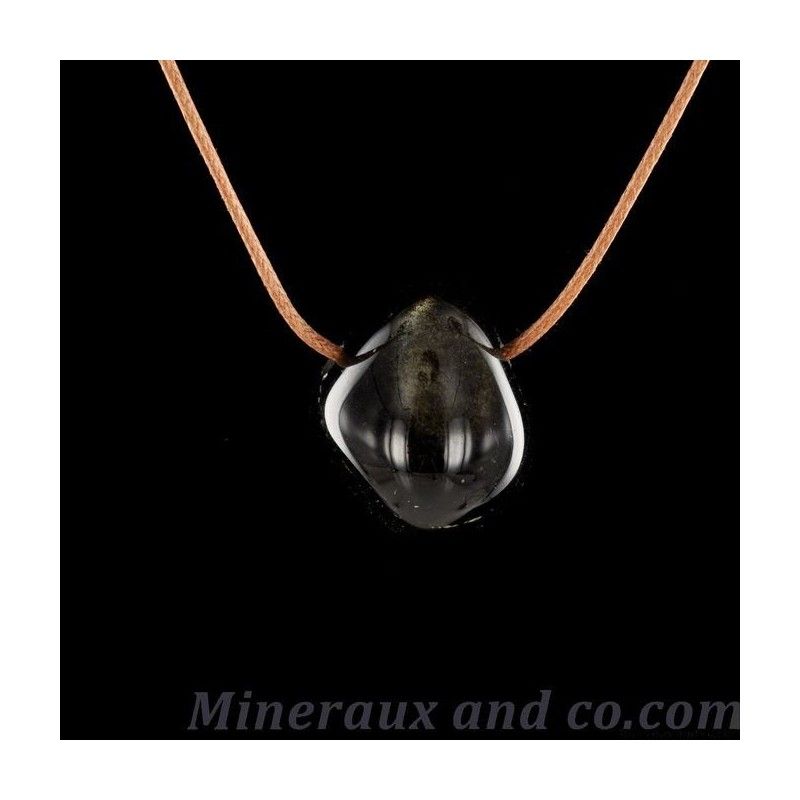 Pendentif obsidienne dorée