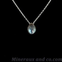 Pendentif chaîne argent 925 et labradorite facettée.