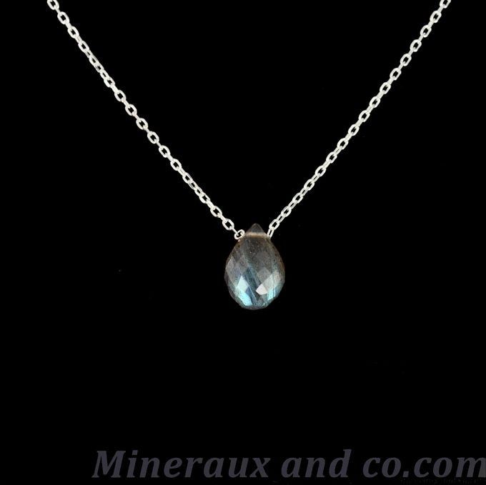 Chaîne En Argent Massif Avec Pendentif En Labradorite - Neuf Jamais Porté