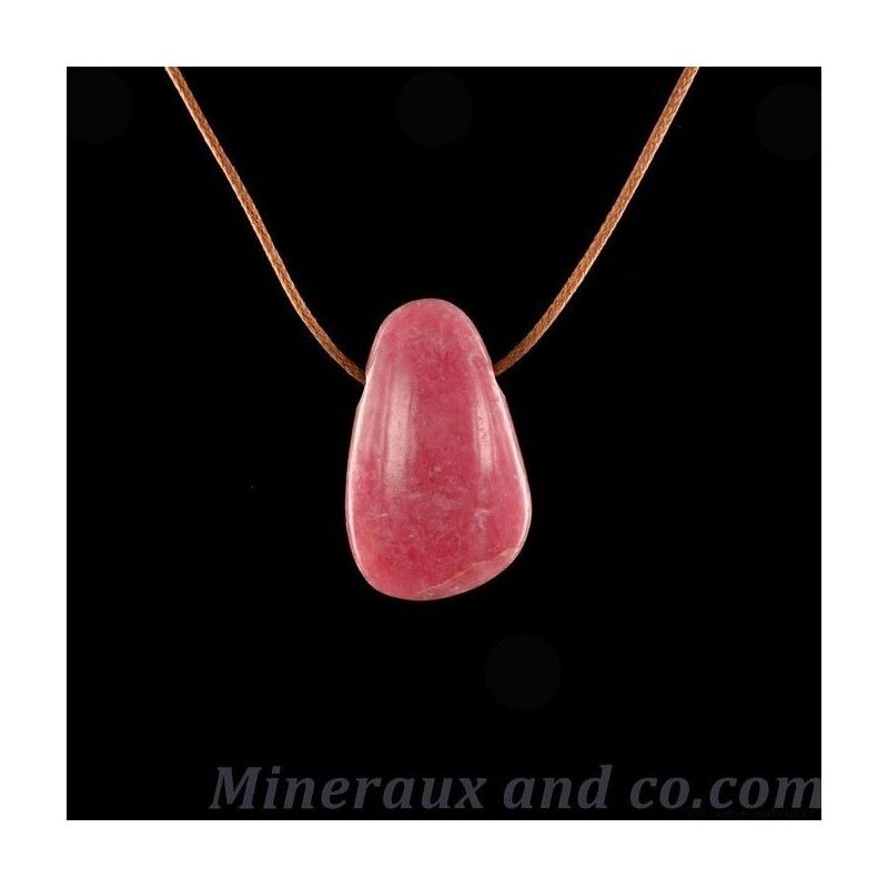 Pendentif rhodochrosite en pierre roulée .