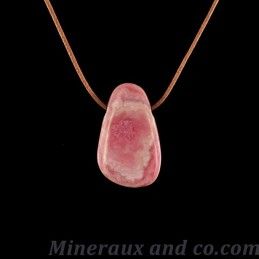 Pendentif rhodochrosite en pierre roulée .