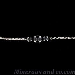 Bracelet hématite trois perles et chaîne argent