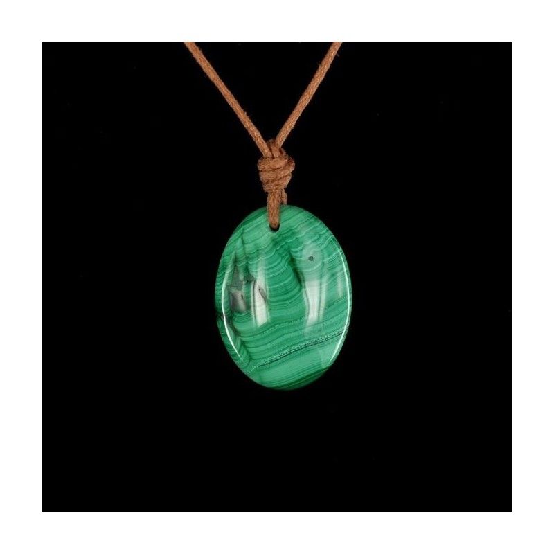 Pendentif cabochon malachite.