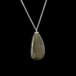 Pendentif goutte de labradorite et argent