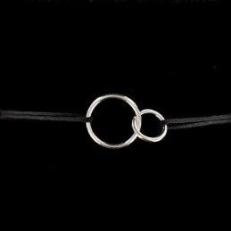 Bracelet cordon deux cercles argent