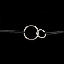 Bracelet cordon deux cercles argent