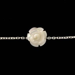 Bracelet chaîne argent et rose de nacre