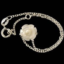 Bracelet chaîne argent et rose de nacre