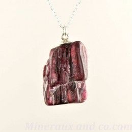 Pendentif pierre tourmaline rose brute