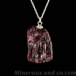 Pendentif pierre tourmaline rose brute