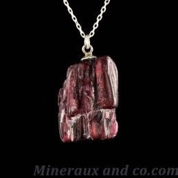 Pendentif pierre tourmaline rose brute