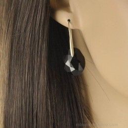 Boucles d'oreilles facettées en onyx noir et argent 925.