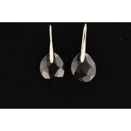 Boucles d'oreilles facettées en onyx noir et argent 925.