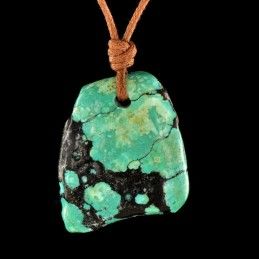 Pendentif turquoise du Tibet en pierre percée.