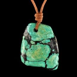 Pendentif turquoise du Tibet en pierre percée.