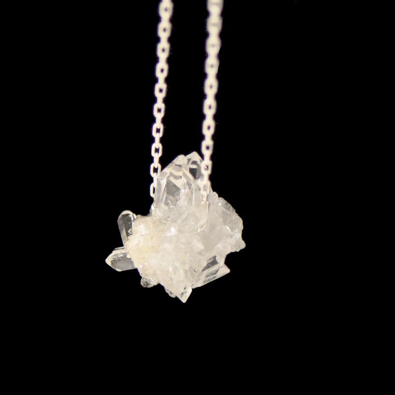 Pendentif Cristal De Roche Argent 925 - Forme Poire, Occasion Comme Neuf, Sans Marque