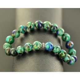 bracelet en malachite-azurite-elegance et vibration de la nature-une combinaison harmonieuse de couleurs vertes et bleues