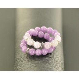 bracelet en Lepidolite et amethyste Lavande-un bijou apaisant-alliant les energies bienfaisantes de ces pierres precieuses