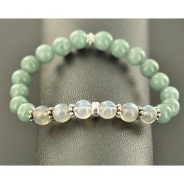 bracelet perles jade vert d-eau et labradorite - bijou de qualite