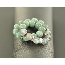 bracelet perles jade vert d'eau et labradorite - bijou de qualite homme et femme
