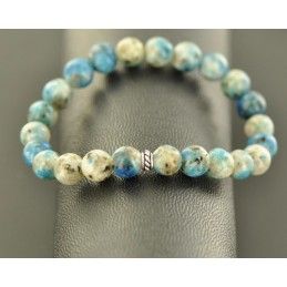 bracelet en perles de pierre de linarite k2 - bijoux de qualité exceptionnelle