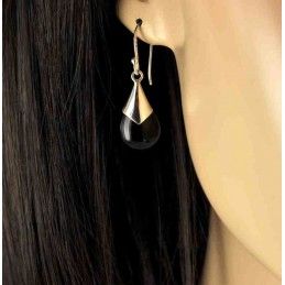 Boucles d'oreilles gouttes d'onyx