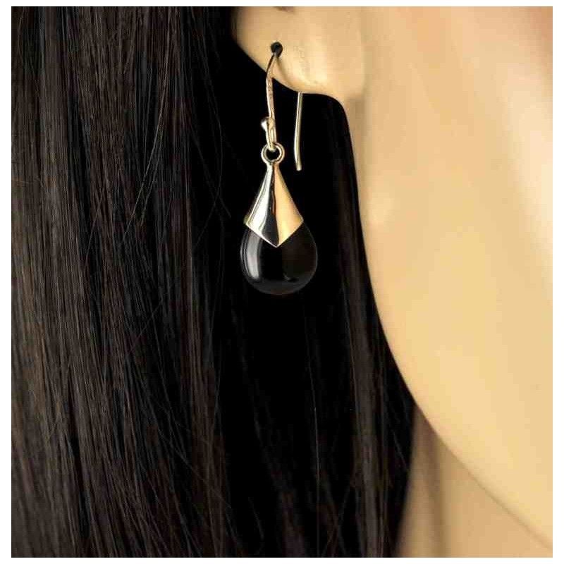 Boucles d'oreilles gouttes d'onyx