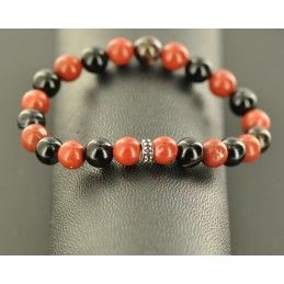 bracelet en pierre de jaspe rouge et onyx noir - bijoux de qualite superieure