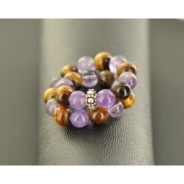 Bracelet en pierre amethyste-œil de tigre - bijoux de spiritualite