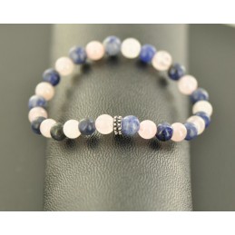 bracelet- sodalite-quartz-rose-serenite-bijou-vertu-communication et amour