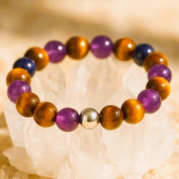 Bracelet en amethyste-œil de tigre - bijoux de calme et de chance