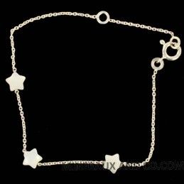 Bracelet chaîne argent 925 et trois étoiles de nacre blanche.