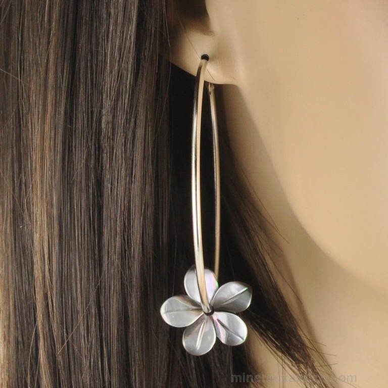 Boucles D'oreilles Vintage En Argent Massif 925 - Motif Fleur Filigrane - État TBE