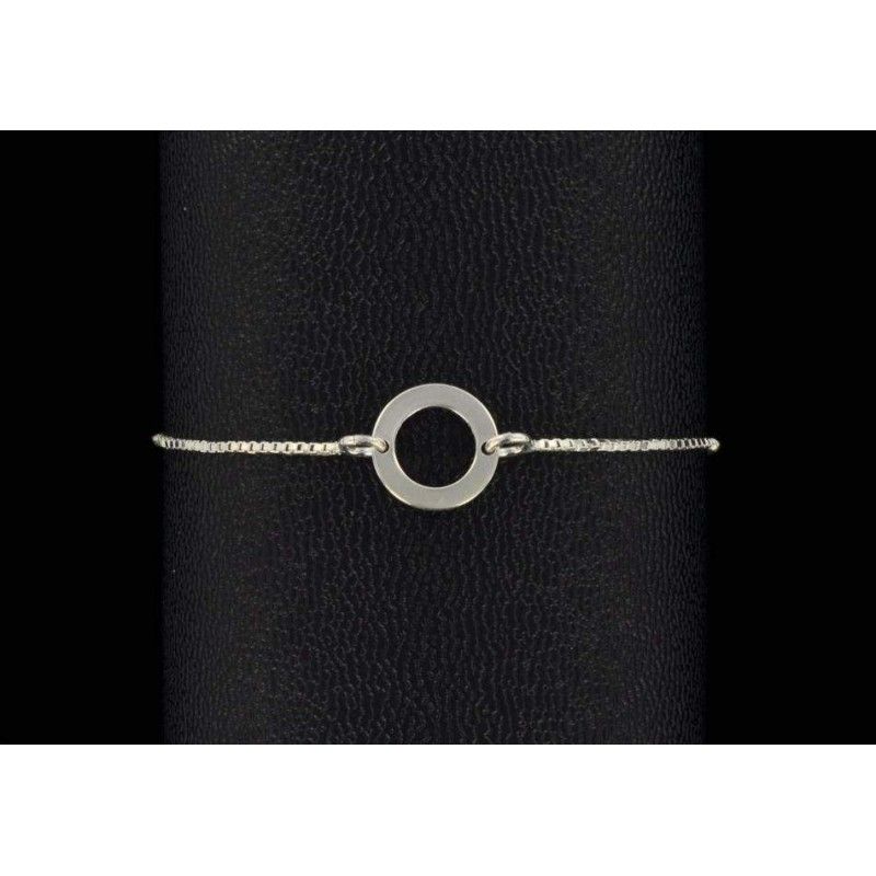 Bracelet chaine argent 925 et cercle plat.