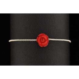 Bracelet chaine argent 925 fleur de bambou de mer coloré