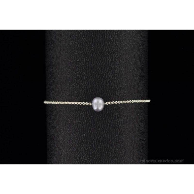 Bracelet argent 925 et perle de culture d'eau douce grise Bracelet argent 925 et perle de culture d'eau douce grise
